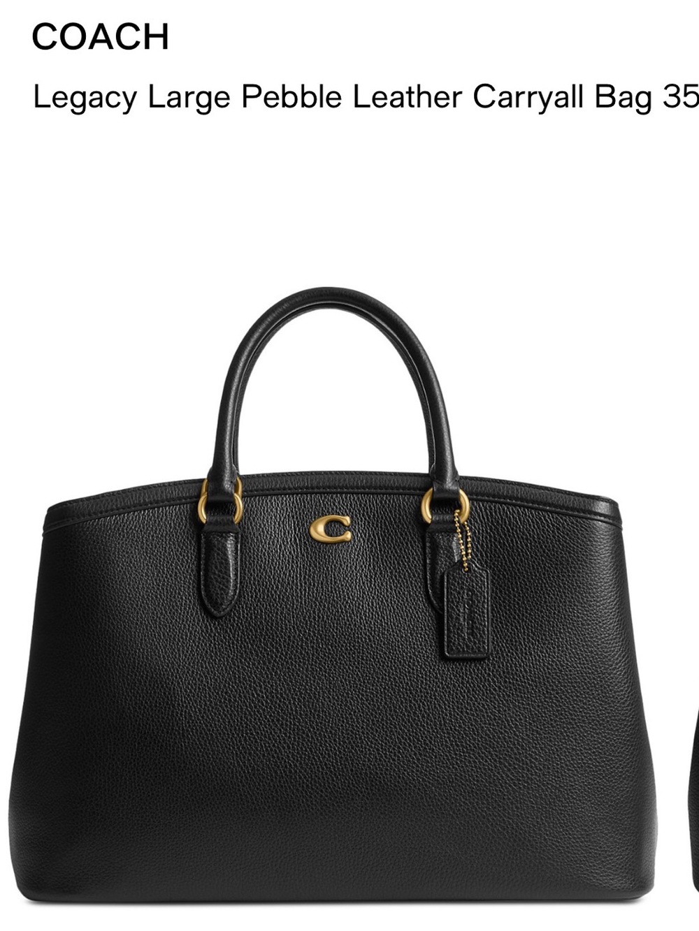 COACH Black Pebble Leather Legacy Large Carryall with Gold Hardware